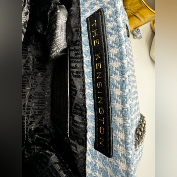 🆕 KURT GEIGER LONDON 🧿 NWOT Blue & White Houndstooth Kensington Bag, Crystals - Picture 15 of 16